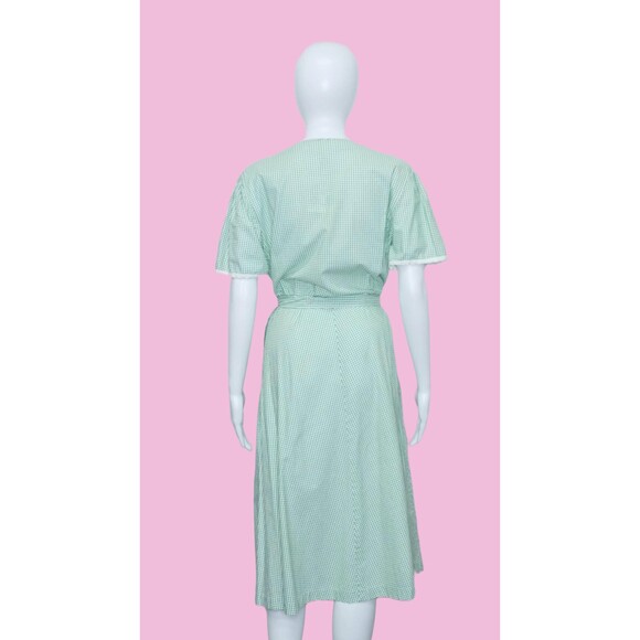 1930s-1940s FRUIT Of The LOOM GINGHAM Checkered Dress W/Adjustable Tie. L-XL - Picture 3 of 10